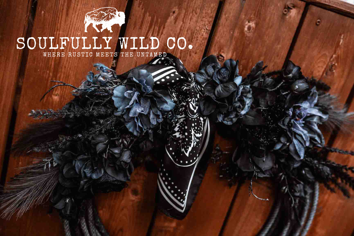 Western Soulful Rope Wreath - Dark Mood (Black & Grey)