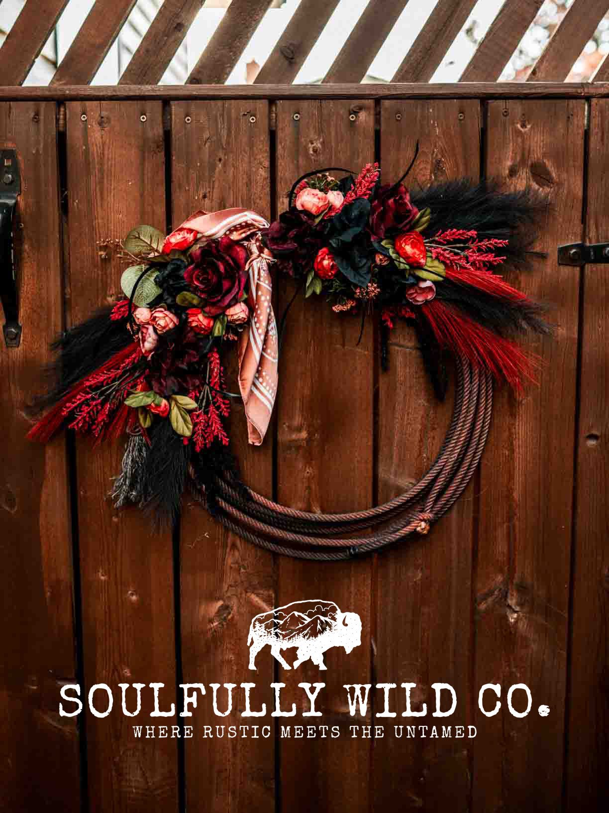 Western Soulful Rope Wreath - Dark Mood Red (Red & Black)