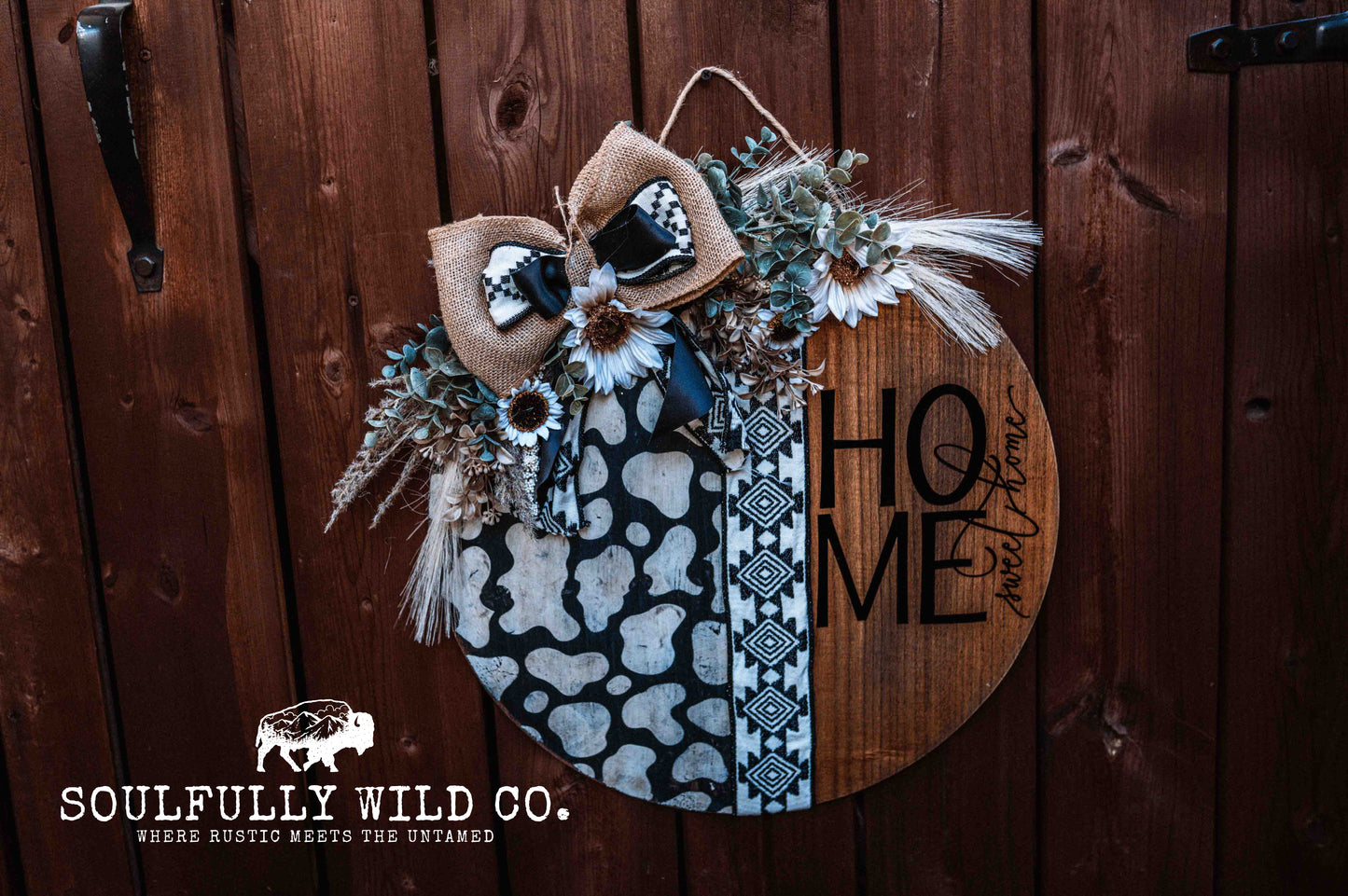 Home Sweet Home - Black & White Cowprint