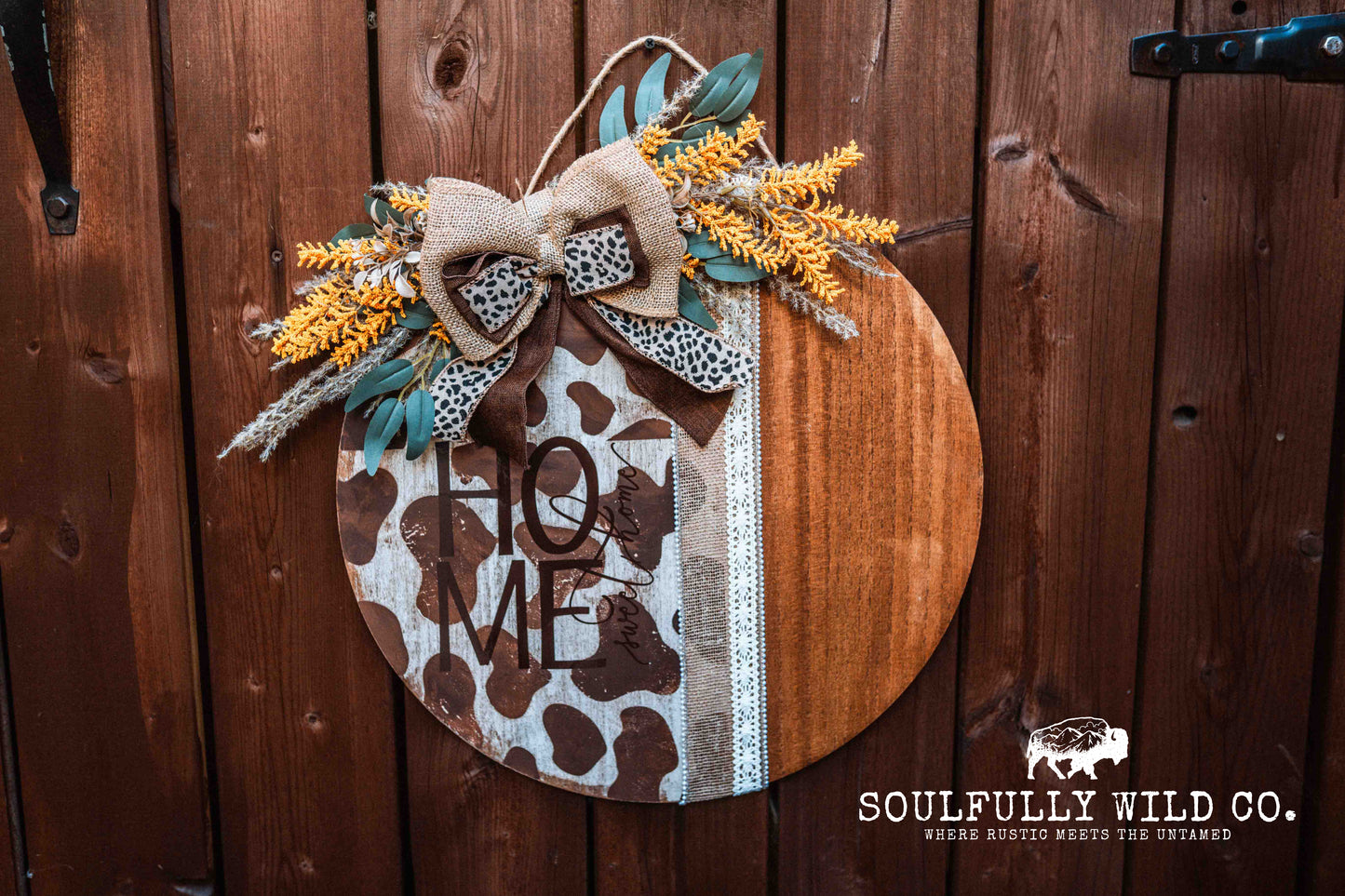 Home Sweet Home - White and Brown Cow Print