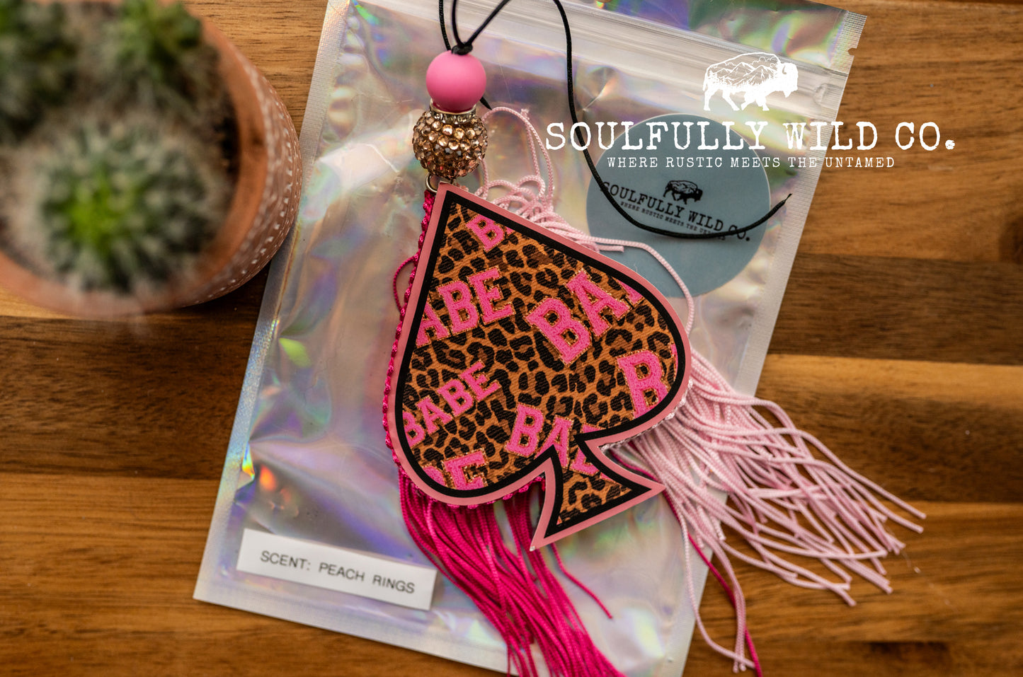 Soulful Air Freshener: Spade "Babe" Leopard Print (Scent: Peach Rings)