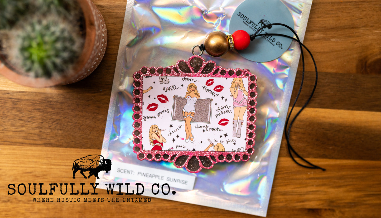 Soulful Air Freshener: Rectangle Frame "Girl" (Scent: Pineapple Sunrise)