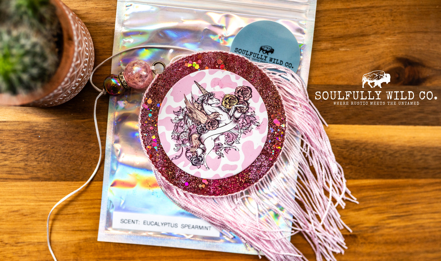 Soulful Air Freshener: Circle - Unicorn (Scent: Eucalyptus Spearmint)