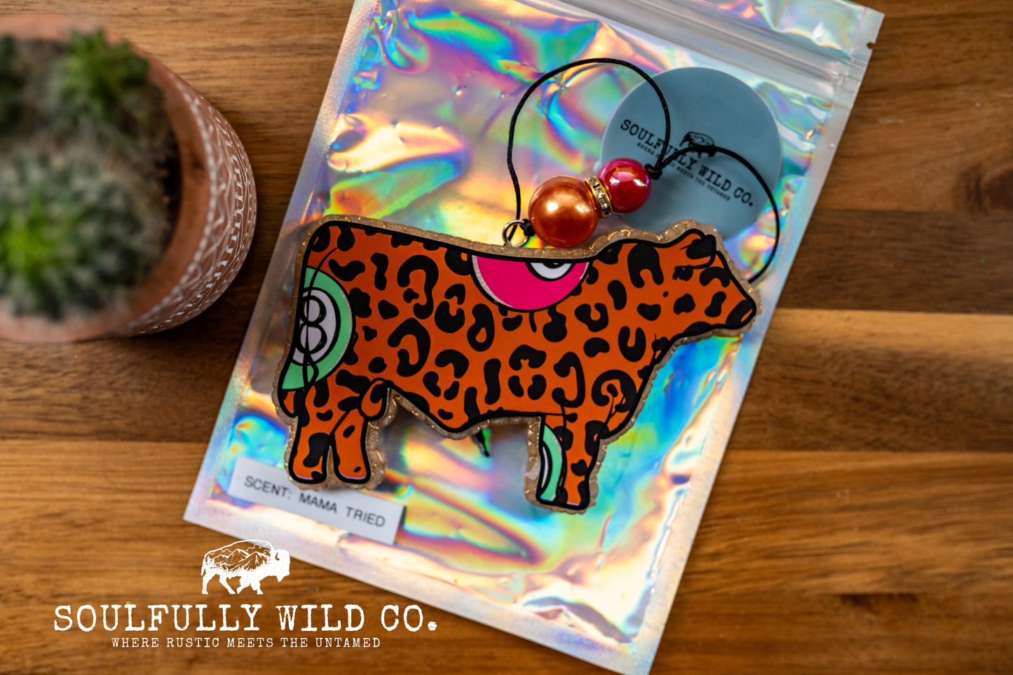 Soulful Air Freshener: Show Bull - Leopard 8 Ball Print (Scent: Mama Tried)