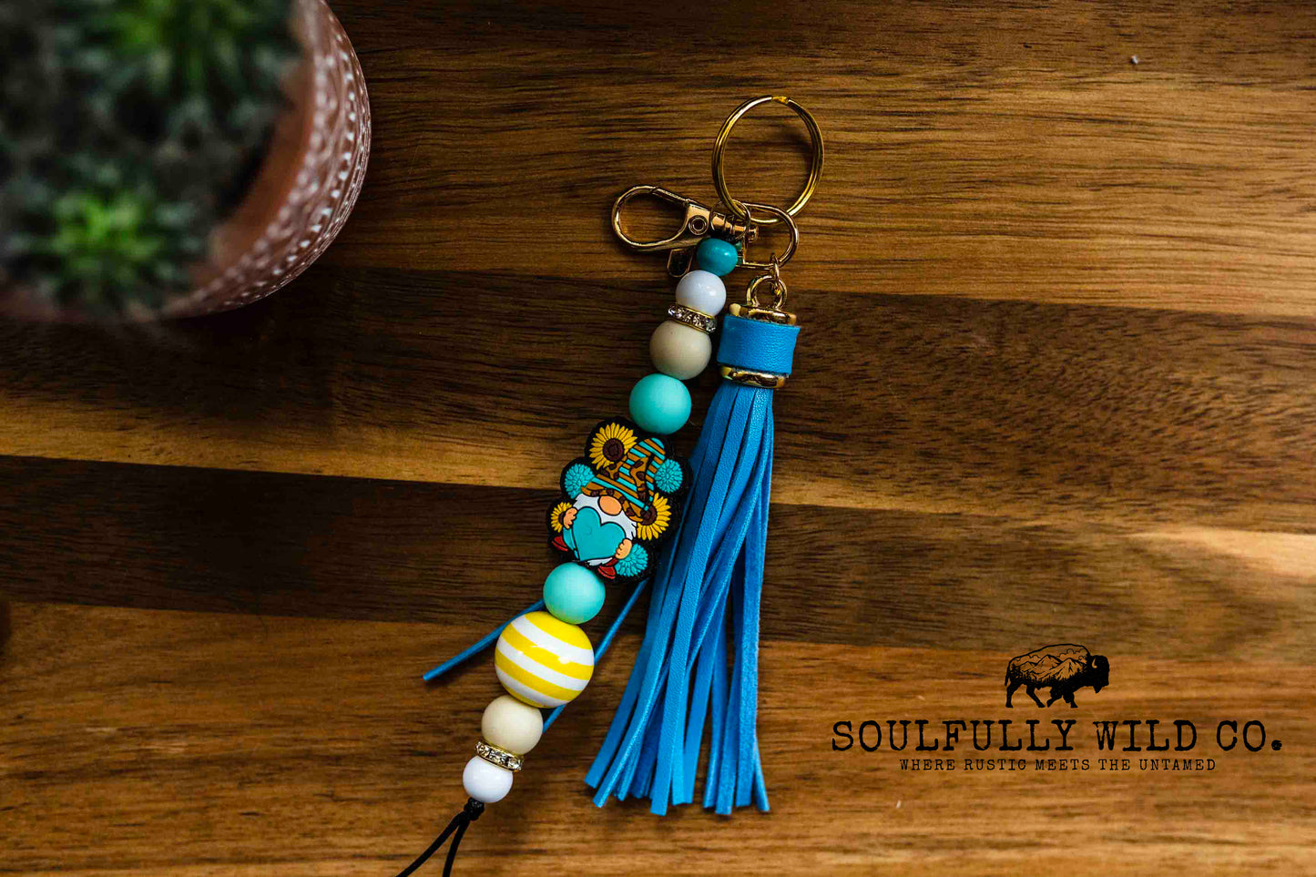 Wild Soul Keychain - Blue and Yellow Gnome