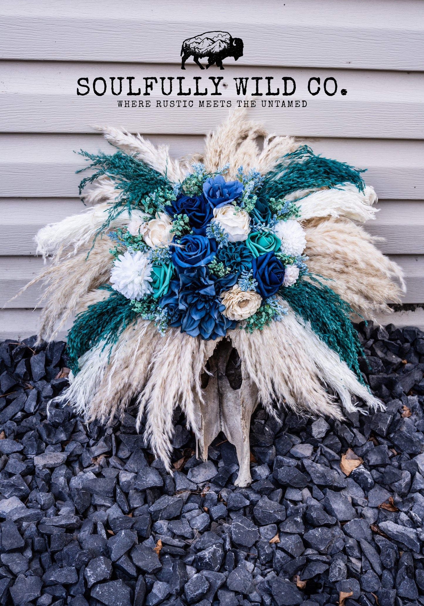 Decorative Cow Skull "Ocean Dust"