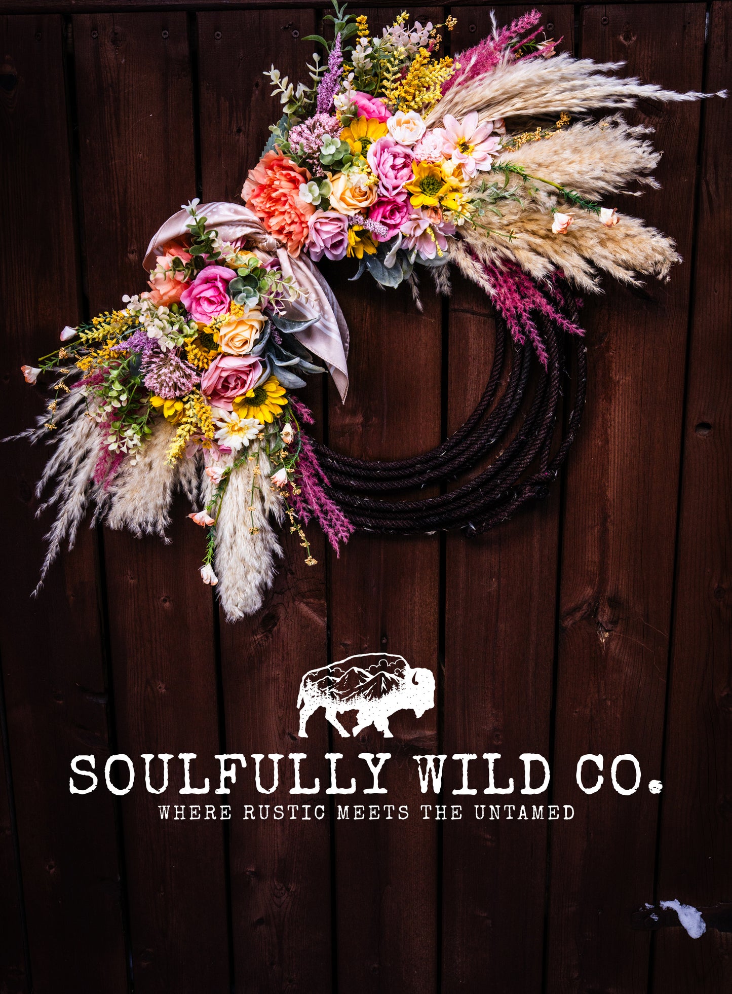 Western Soulful Rope Wreath "Desert Bloom"