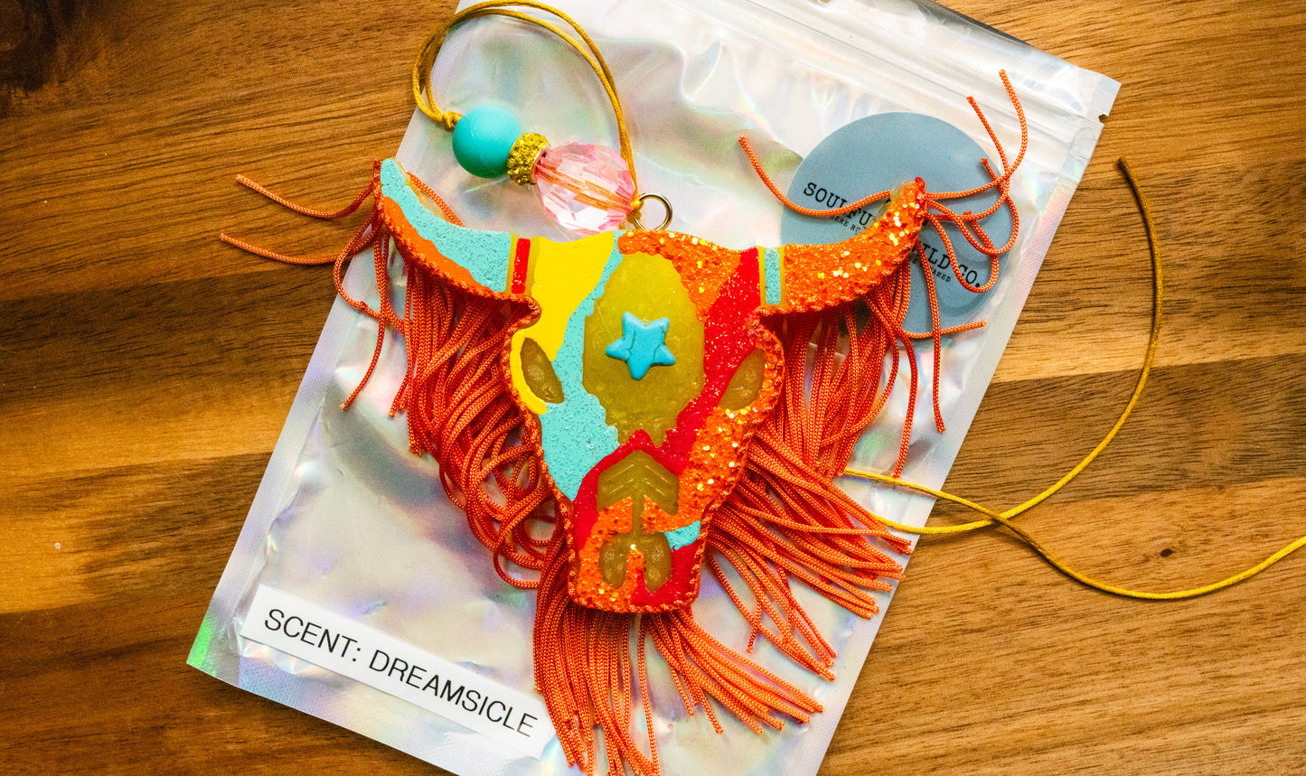 Soulful Air Freshener: Bullhead Orange, Turquoise, Pink and Turquoise Star (Scent: Dreamsicle)