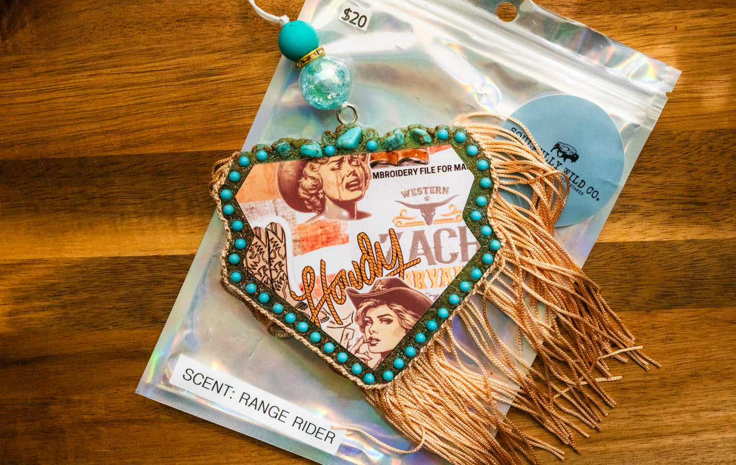 Soulful Air Freshener: Diamond - Howdy Western with Turquoise Stones (Scent: Range Rider)