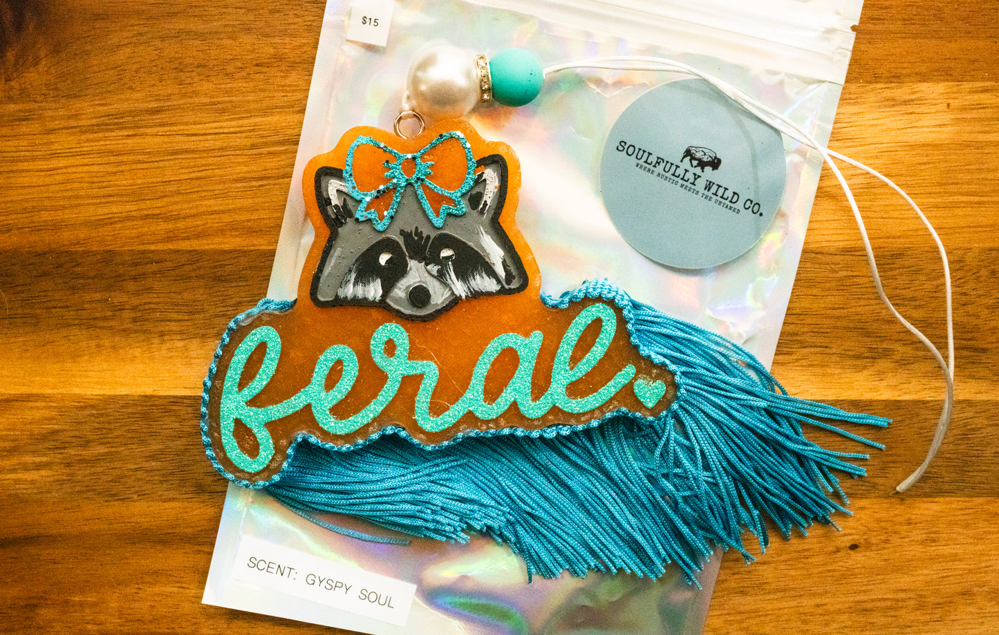 Soulful Air Freshener: Feral - Orange/Blue/Teal (Scent: Gyspy Soul)