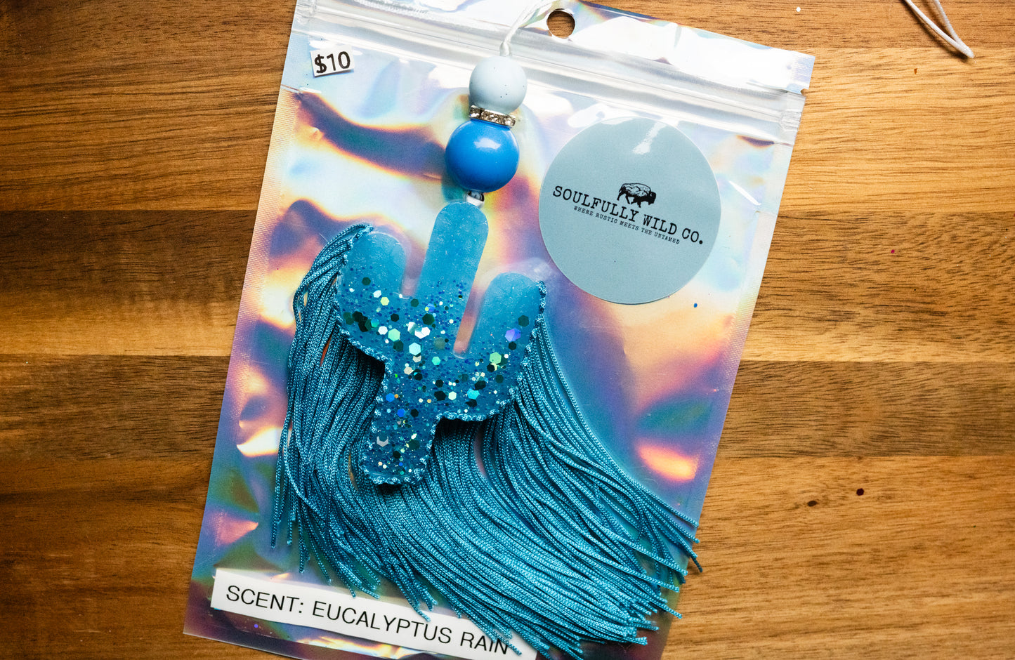 Soulful Air Freshener: Mini Cactus Blue (Scent: Eucalyptus Rain)
