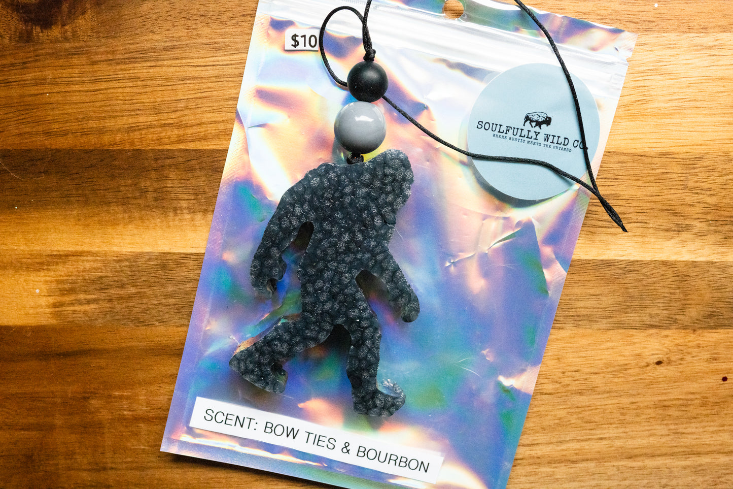 Soulful Air Freshener: Sasquatch Black (Scent: Bow Ties & Bourbon)