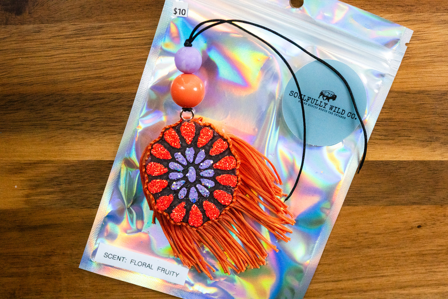 Soulful Air Freshener: Mini Concho Orange/Purple (Scent: Floral Fruity)