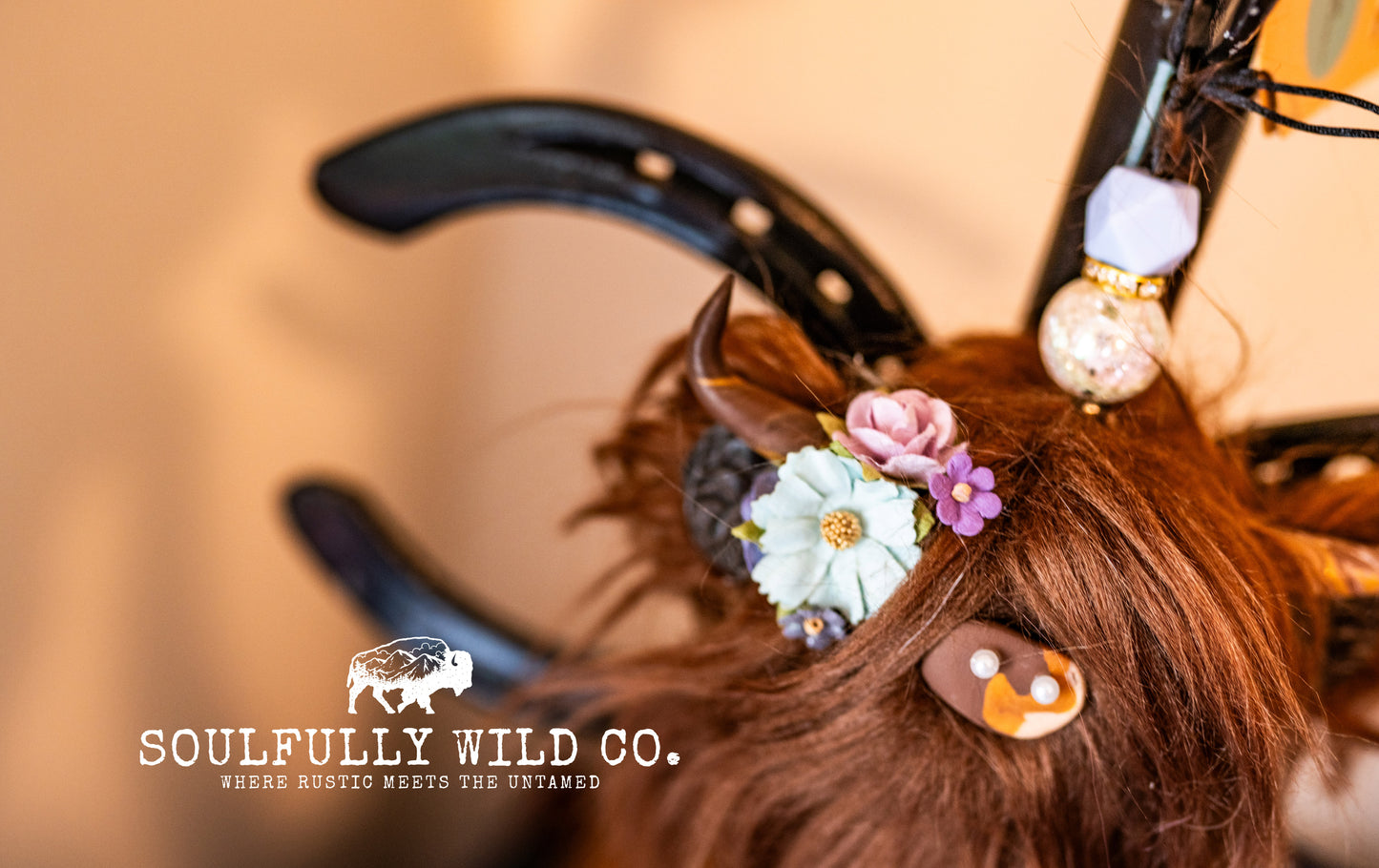 Travel Moo : TM25768 - Dark Brown with Blue, Purple & Pink Flowers