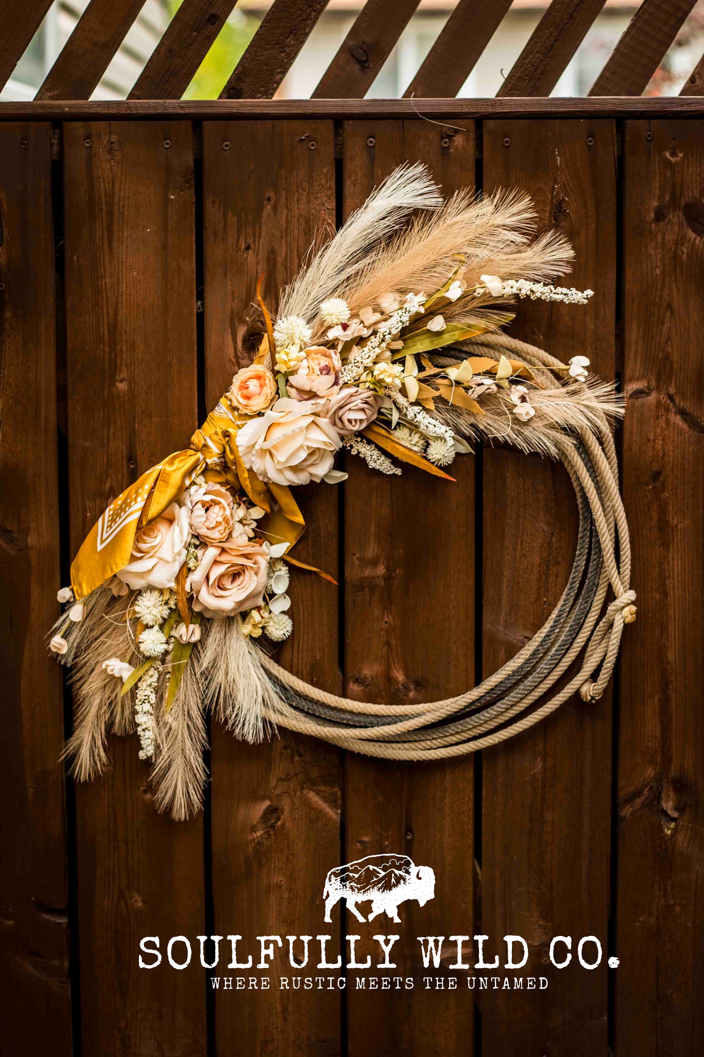 Western Soulful Rope Wreath - Pink, Off White, White, Tan