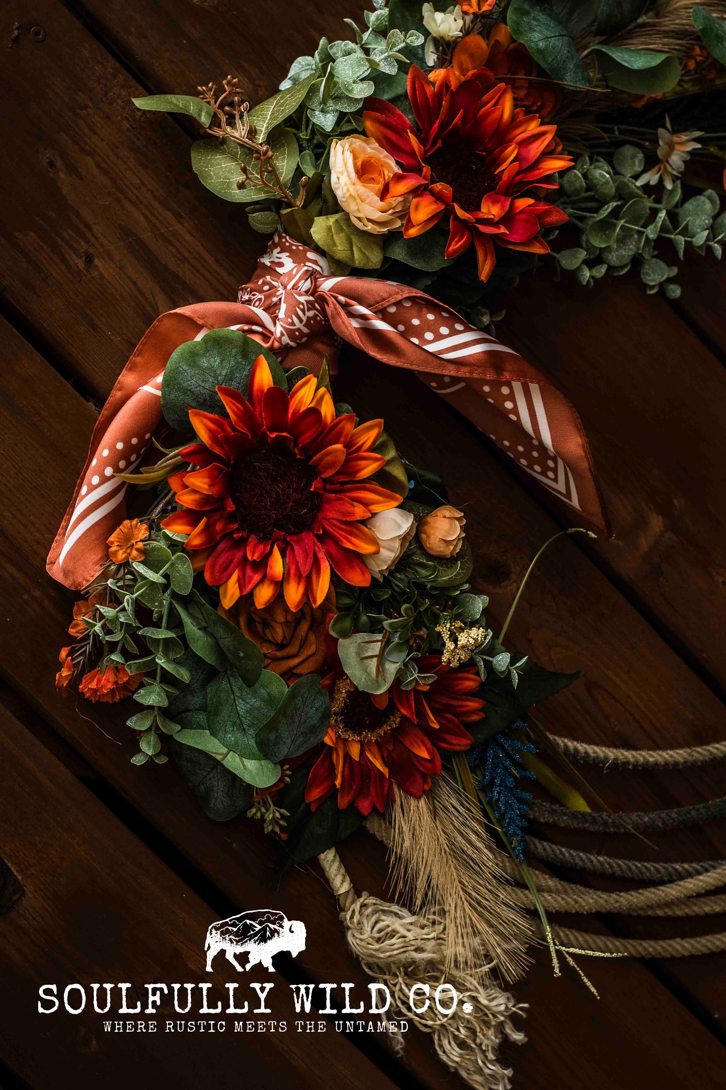Western Soulful Rope Wreath - Wildflower