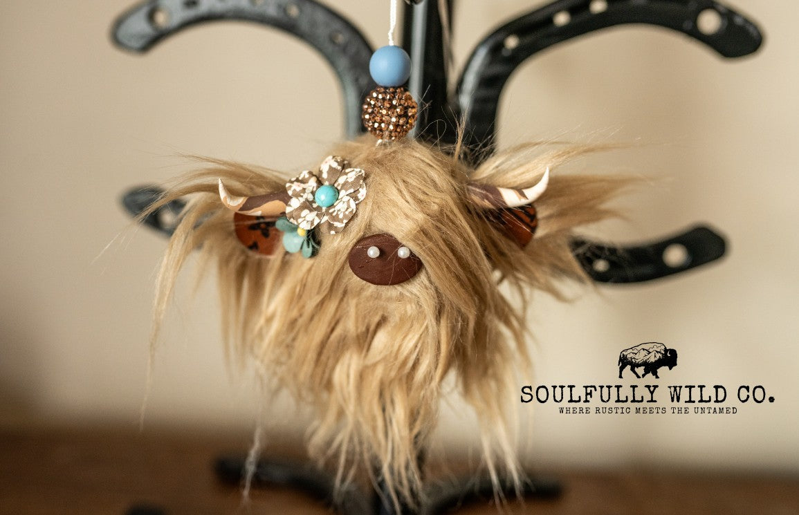 Travel Moo - Light Brown, Mixed/Turquoise Flower