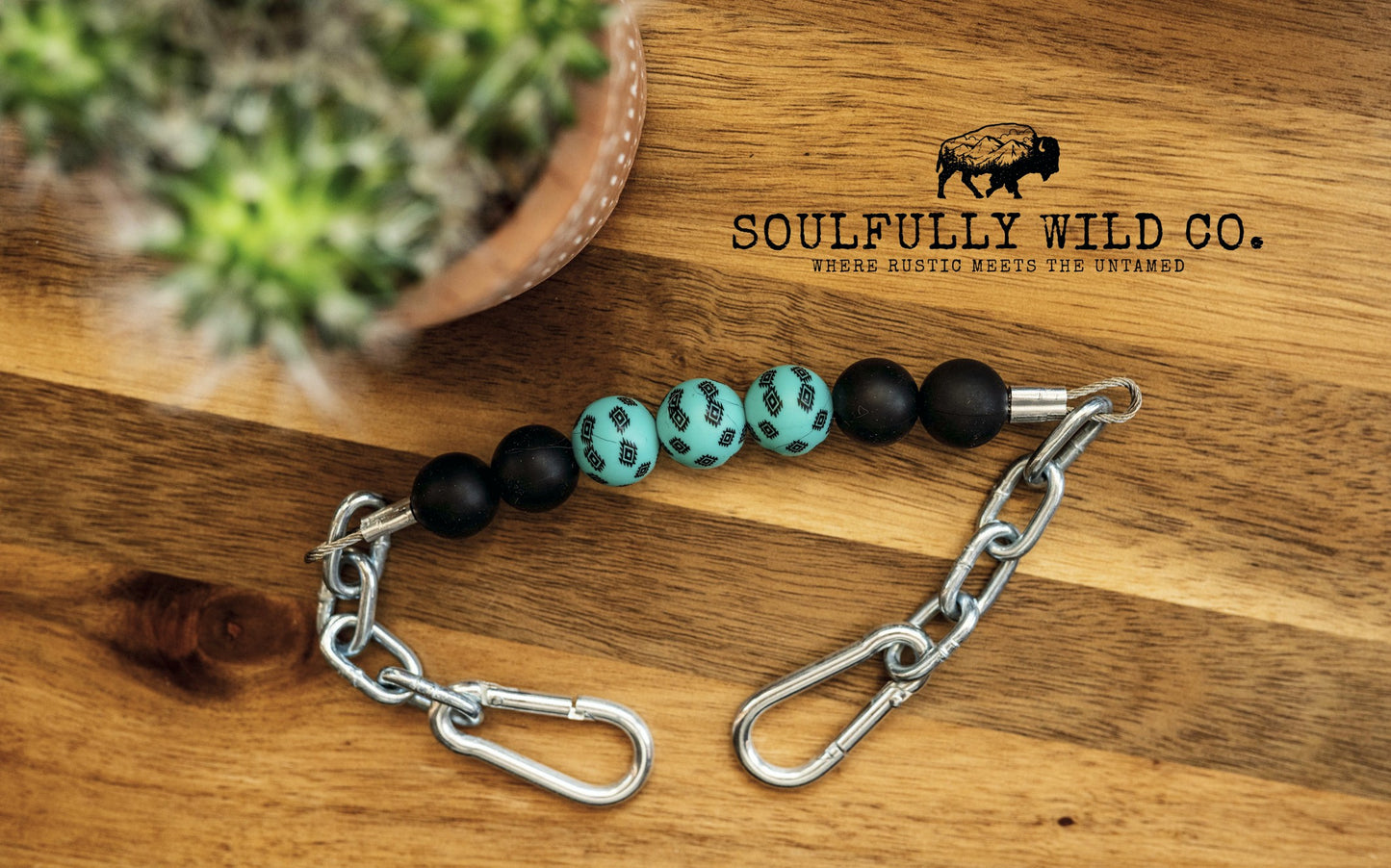 Soulful Equine Curb Strap - Turquoise Aztec and Black Beads
