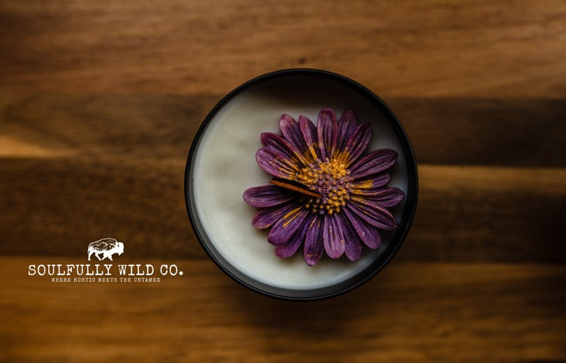 Soulful Handcrafted Soy Candles - Flannel (White, Purple and Golden)