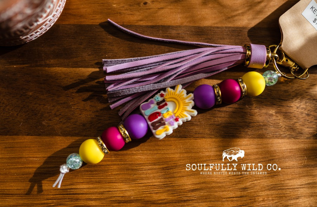Wild Soul Keychain - "Be The Light" Purple and Pink