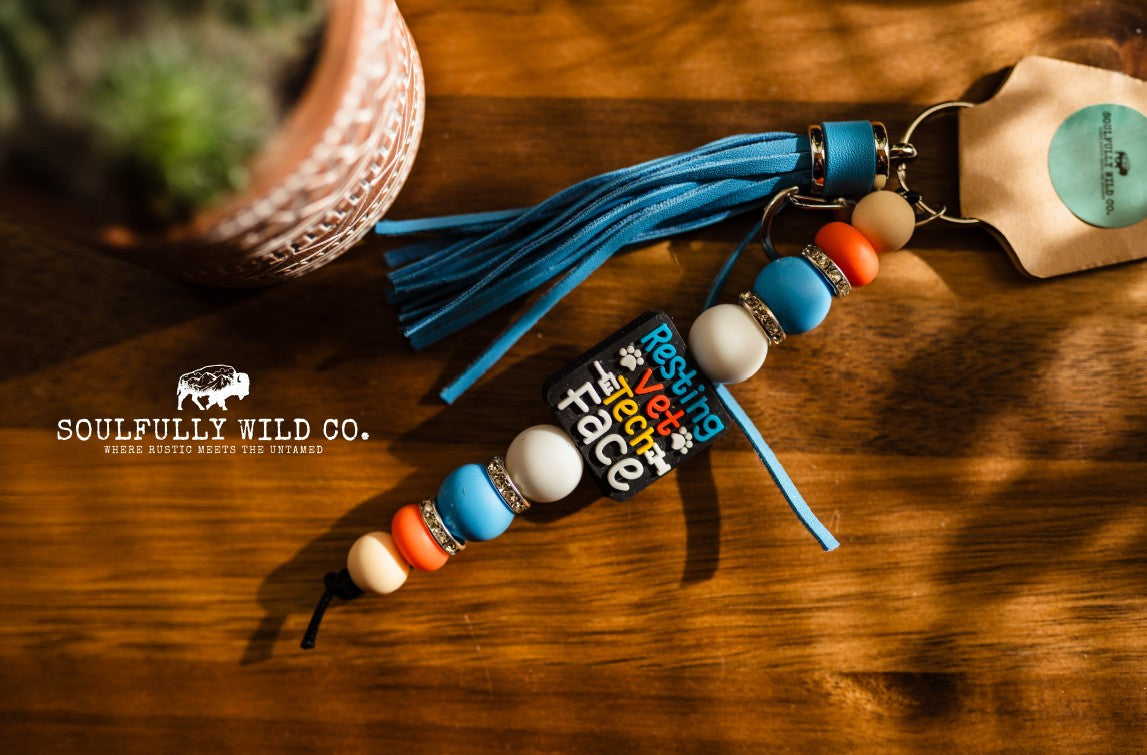 Wild Soul Keychain - "Resting Vet Tech Face"