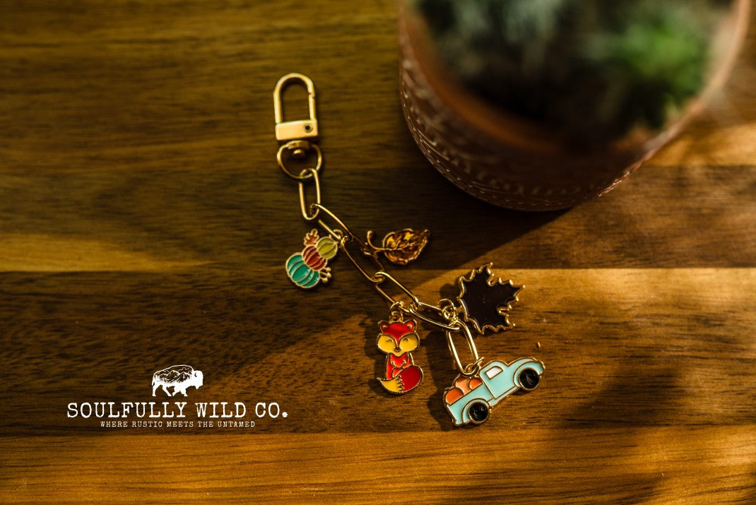 Fall Charm - Fox, Blue Truck and Leaves