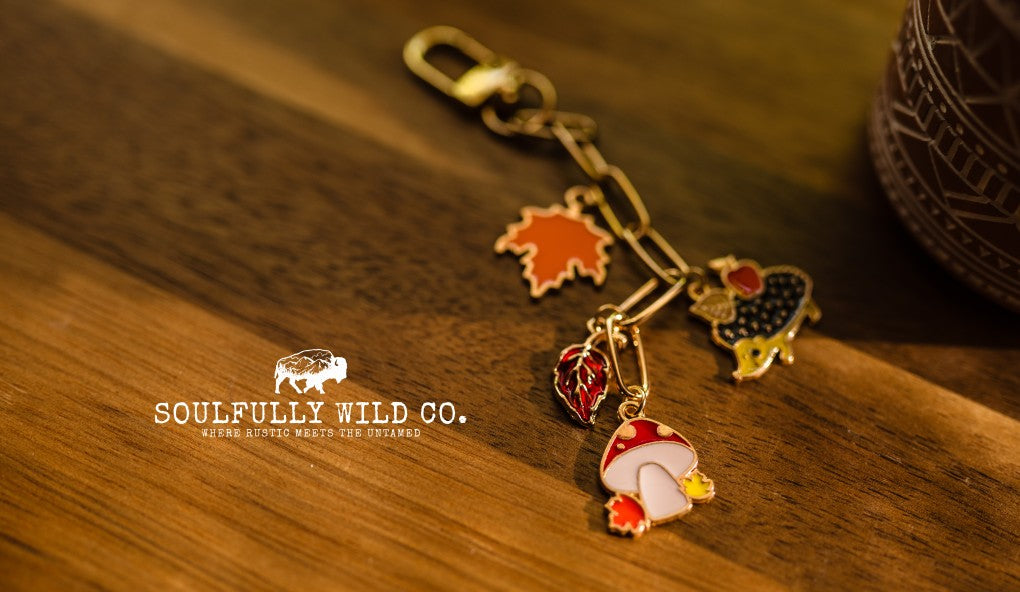 Fall Charm - Mushroom, Leaves and Porcupine