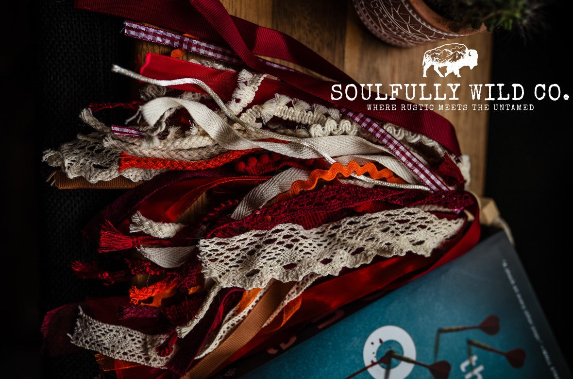 Soulful Bookmark Tassel - Fall: Reds, White, Lace and Orange