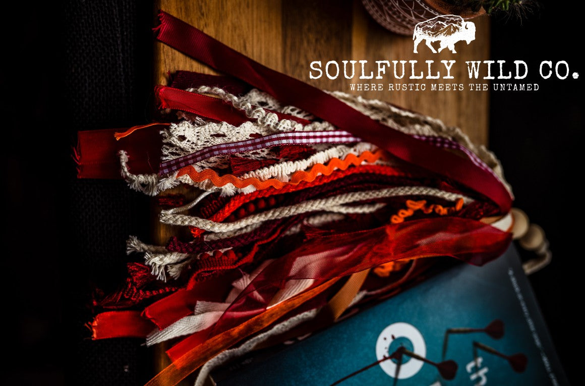 Soulful Bookmark Tassel - Fall: Reds, White, Lace and Orange
