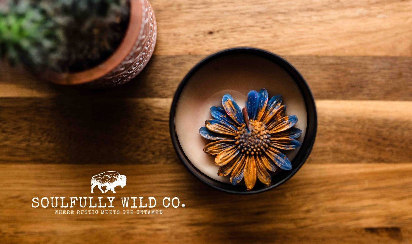 Soulful Handcrafted Soy Candles - Blue & Orange with Peach Base (Scent: Baja Cactus)