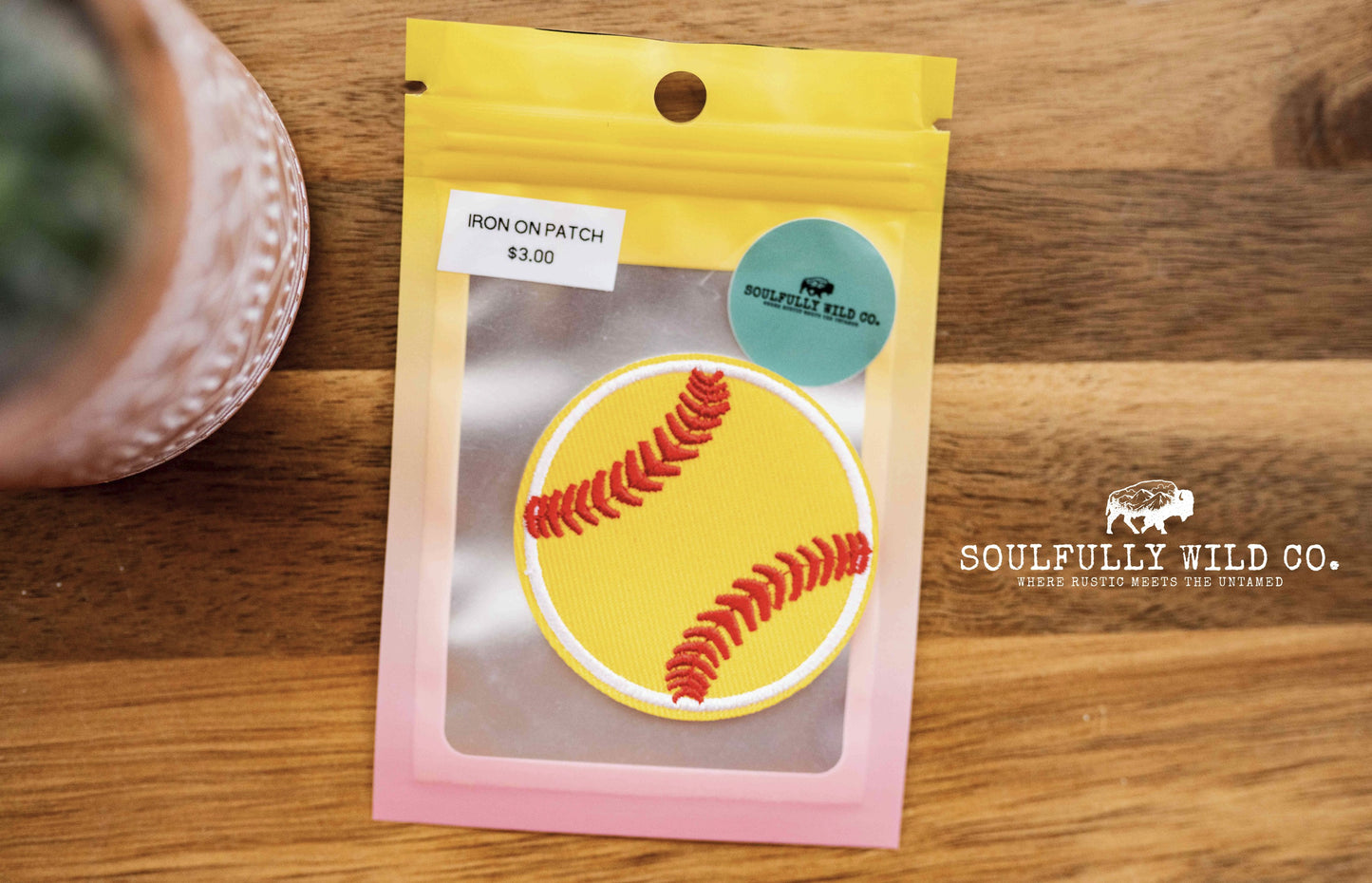 Iron On Patch - Yellow/Red Baseball