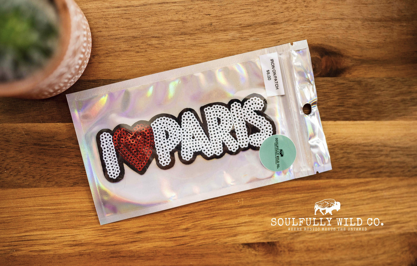 Iron On Patch - "I <3 Paris"
