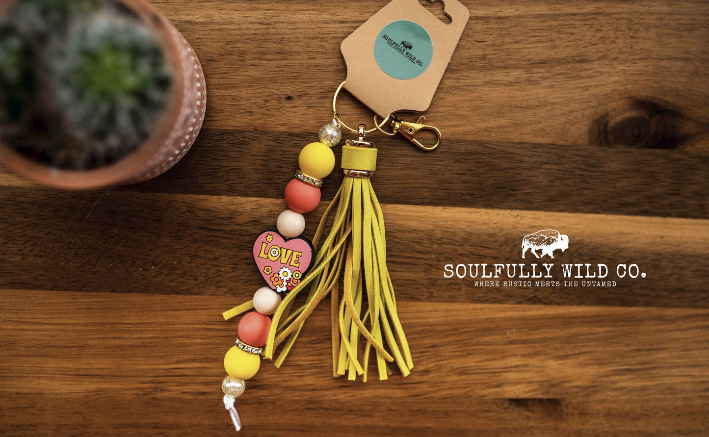 Wild Soul Keychain - "Love" Hippy Heart