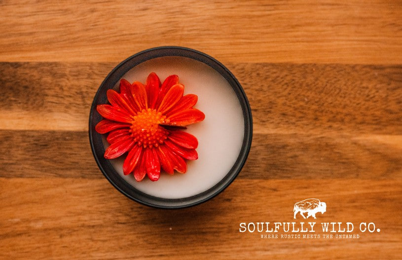 Soulful Handcrafted Soy Candles - Red, Orange and Yellow (Scent: Midnight Rodeo) (Copy)