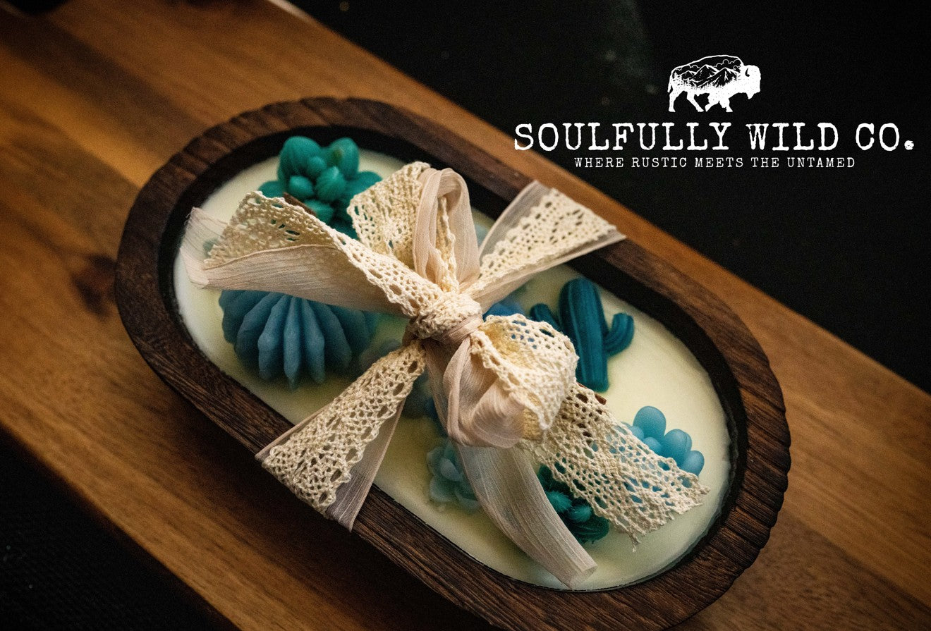 Soulful Handcrafted Soy Candles - Dough Bowl Blue/Teal Tones
