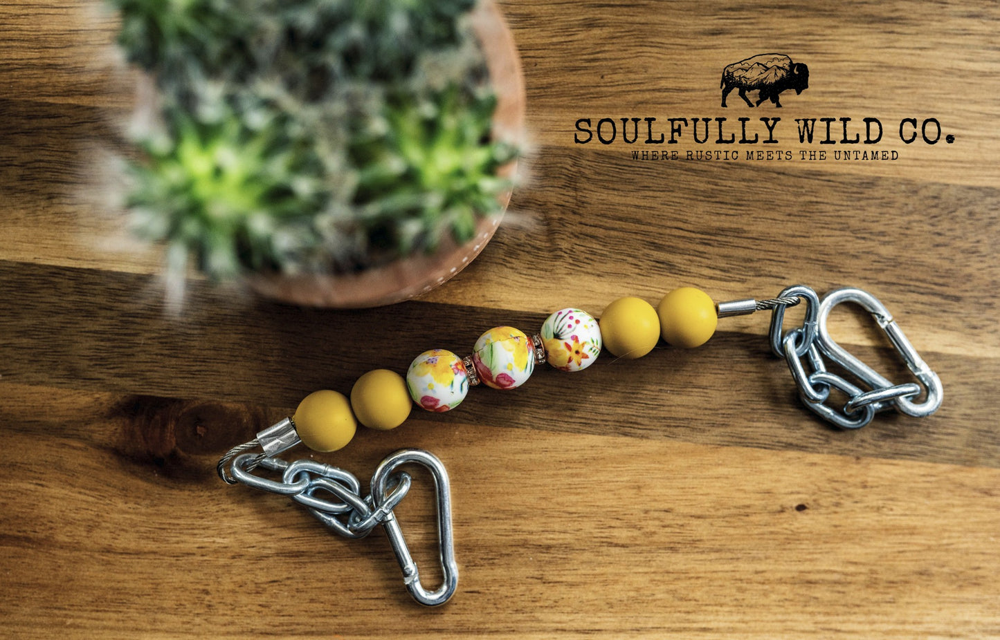 Soulful Equine Curb Strap - Dark Yellow and Flowers