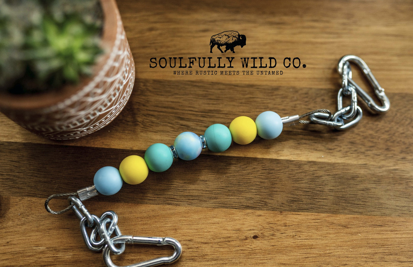 Soulful Equine Curb Strap - Blue, Yellow, Turquoise beads with spacers