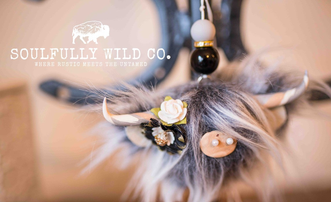 Travel Moo : TM25735 - Frosted Grey with White & Black Flowers