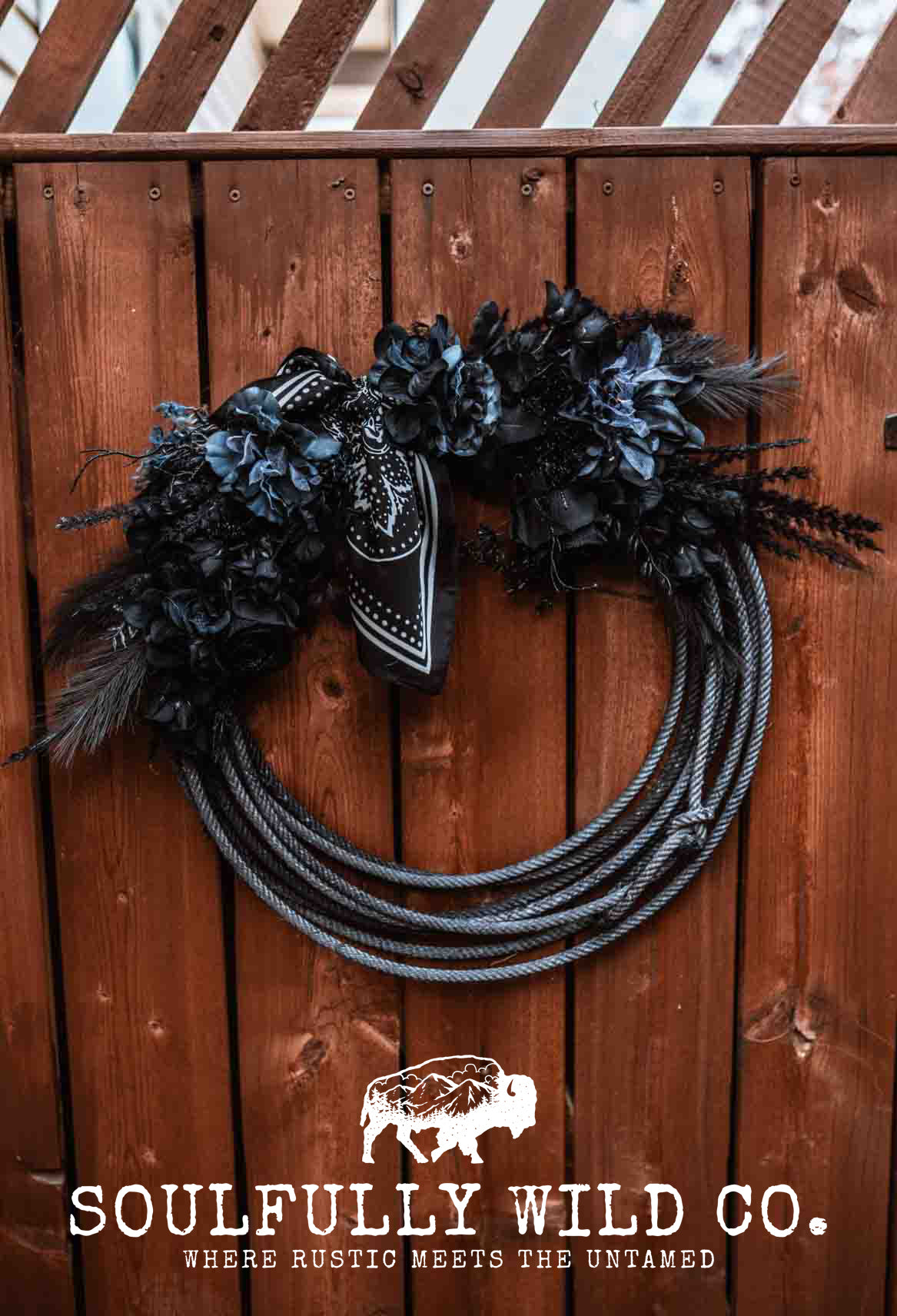 Western Soulful Rope Wreath - Dark Mood (Black & Grey)