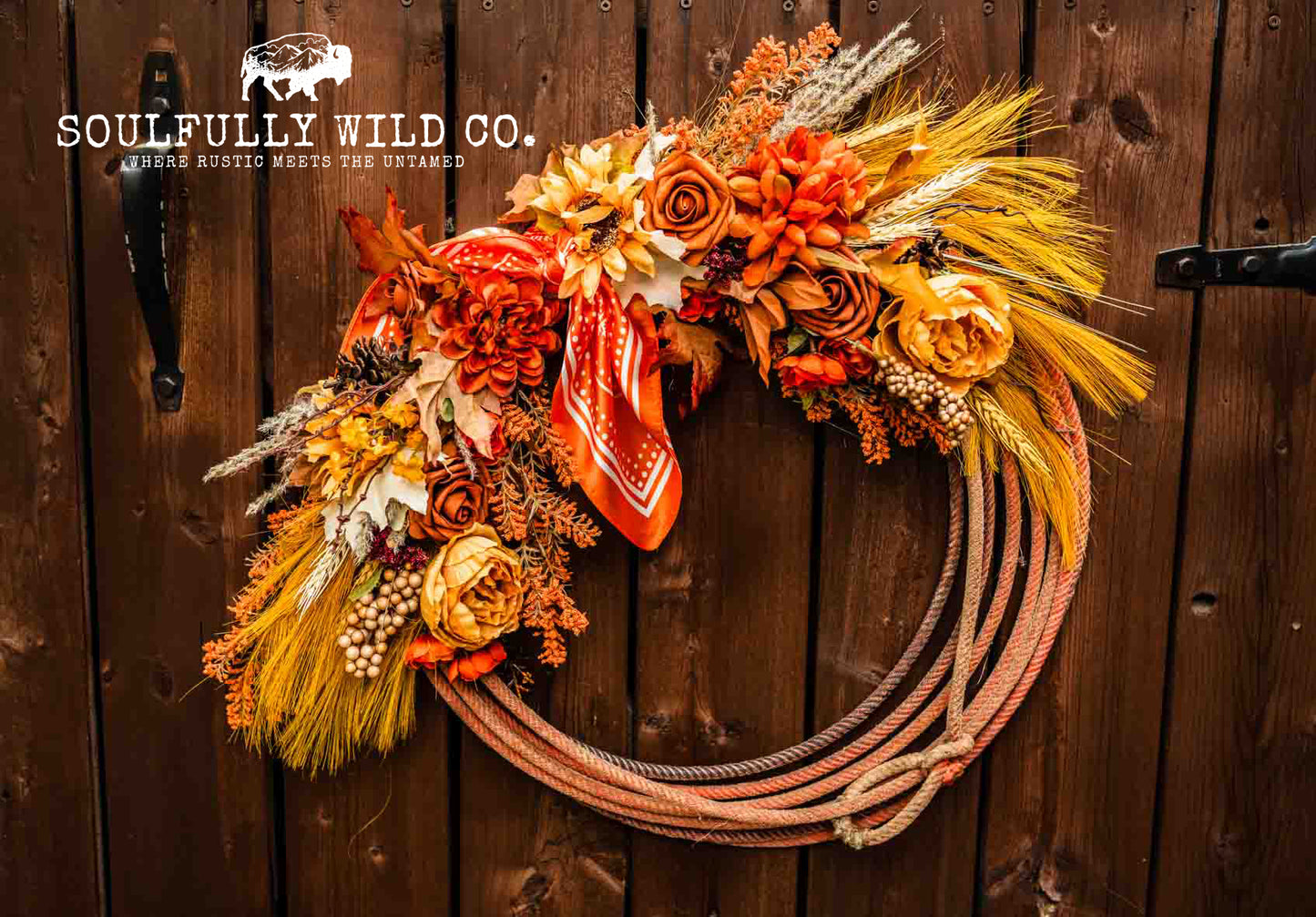Western Soulful Rope Wreath - Fall FAV (Orange & Yellow)