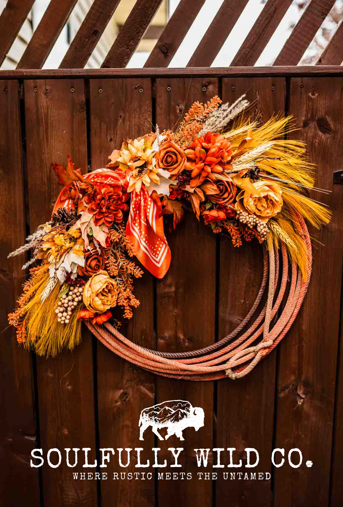Western Soulful Rope Wreath - Fall FAV (Orange & Yellow)