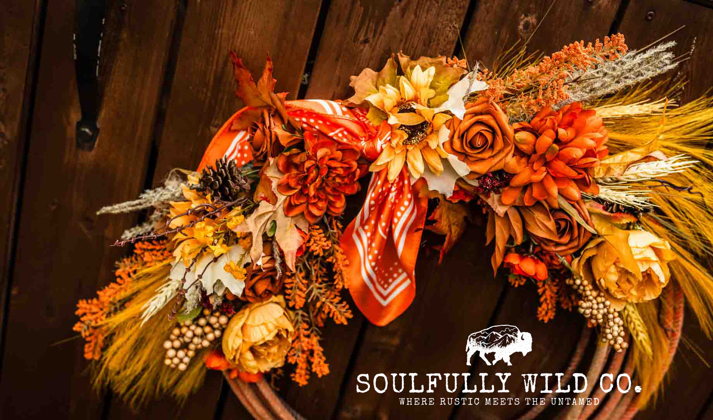 Western Soulful Rope Wreath - Fall FAV (Orange & Yellow)