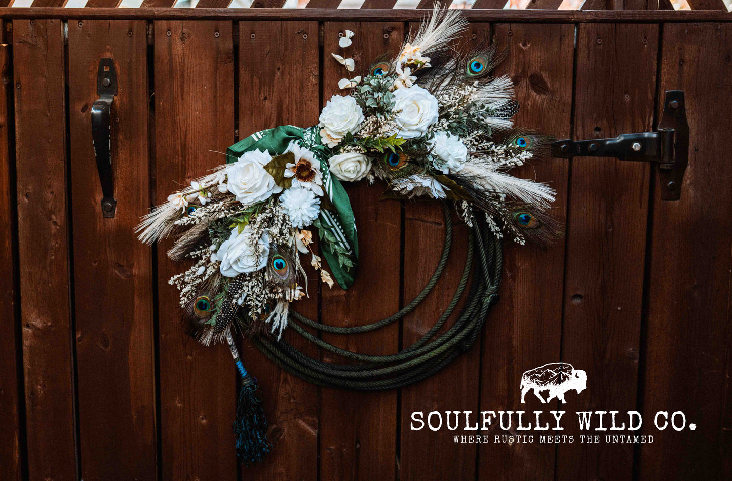 Western Soulful Rope Wreath - Green Peacock