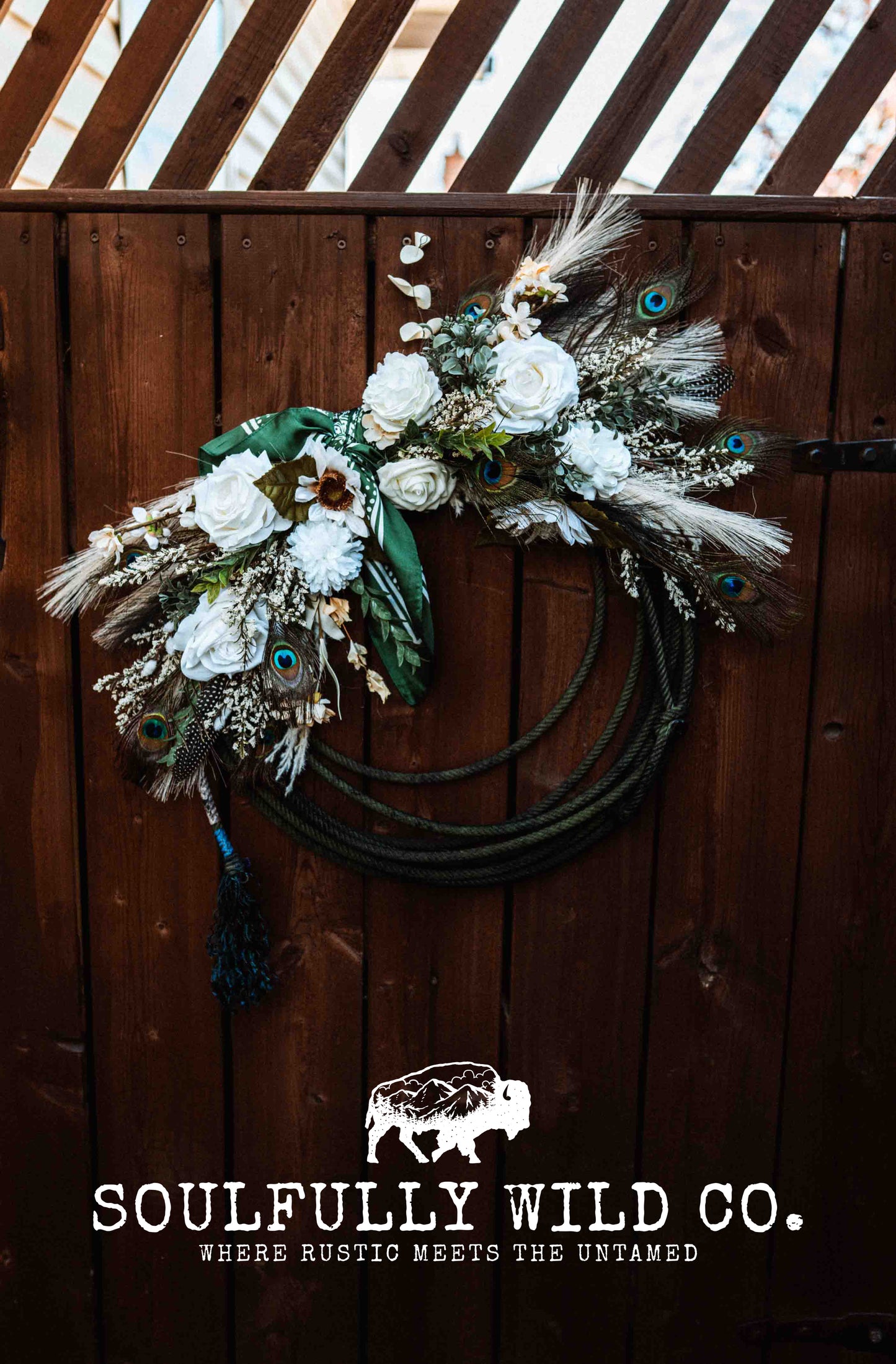 Western Soulful Rope Wreath - Green Peacock