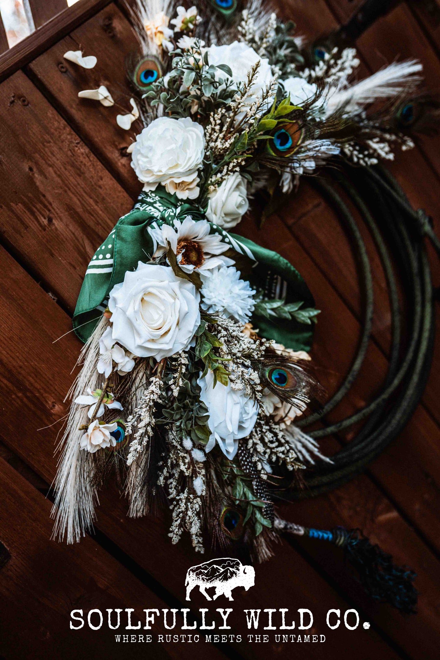 Western Soulful Rope Wreath - Green Peacock
