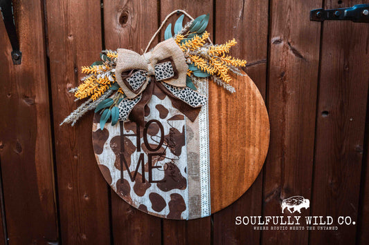 Home Sweet Home - White and Brown Cow Print