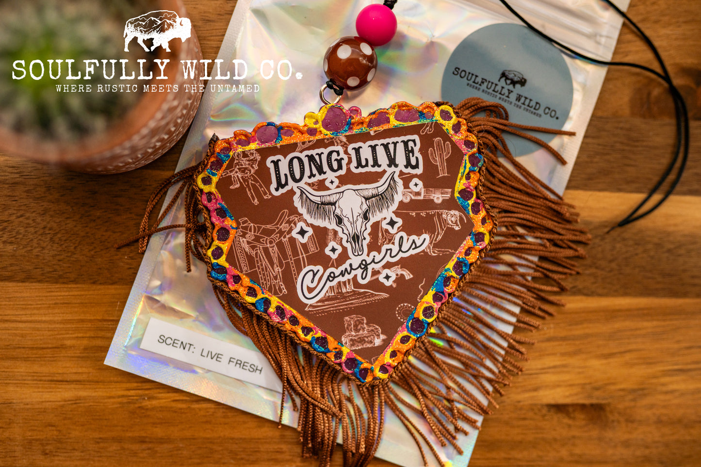 Soulful Air Freshener: Diamond Design "Long Live Cowgirls" (Scent: Live Fresh)