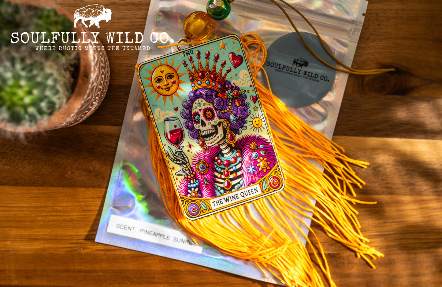 Soulful Air Freshener: Tarot Card "The Wine Queen" (Scent: Pineapple Sunrise)