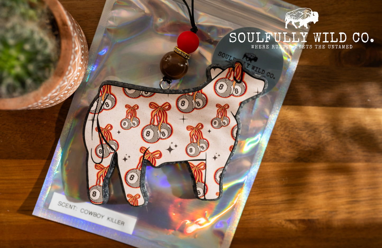 Soulful Air Freshener: Show Steer "8 Ball" (Scent: Cowboy Killer)