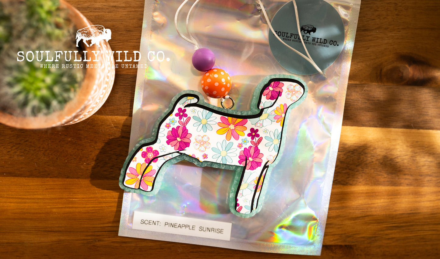 Soulful Air Freshener: Show Goat "Spring Flowers" (Scent: Pineapple Sunrise)